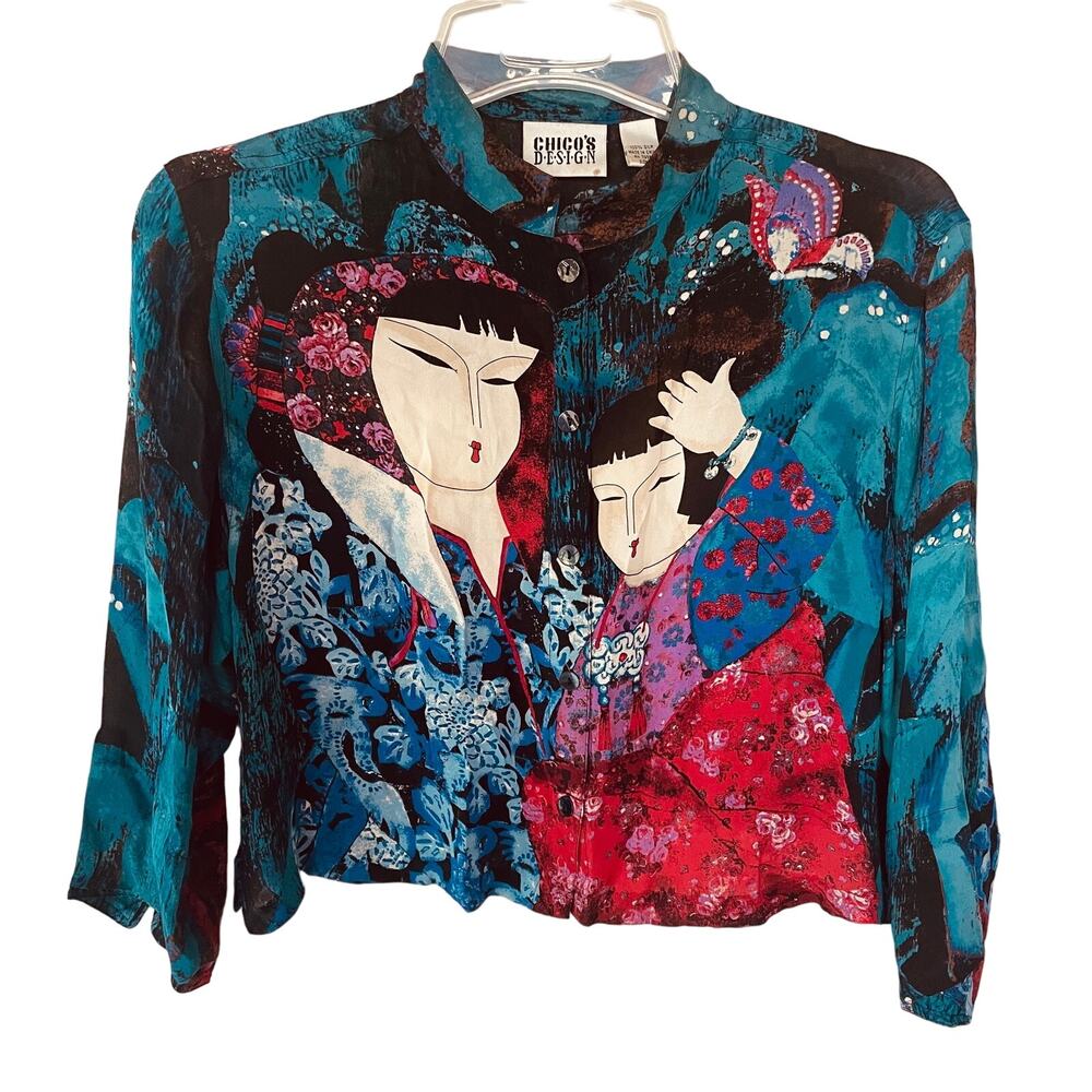 Chico’s SILK Size XS kimono blouse - Picture 1 of 11